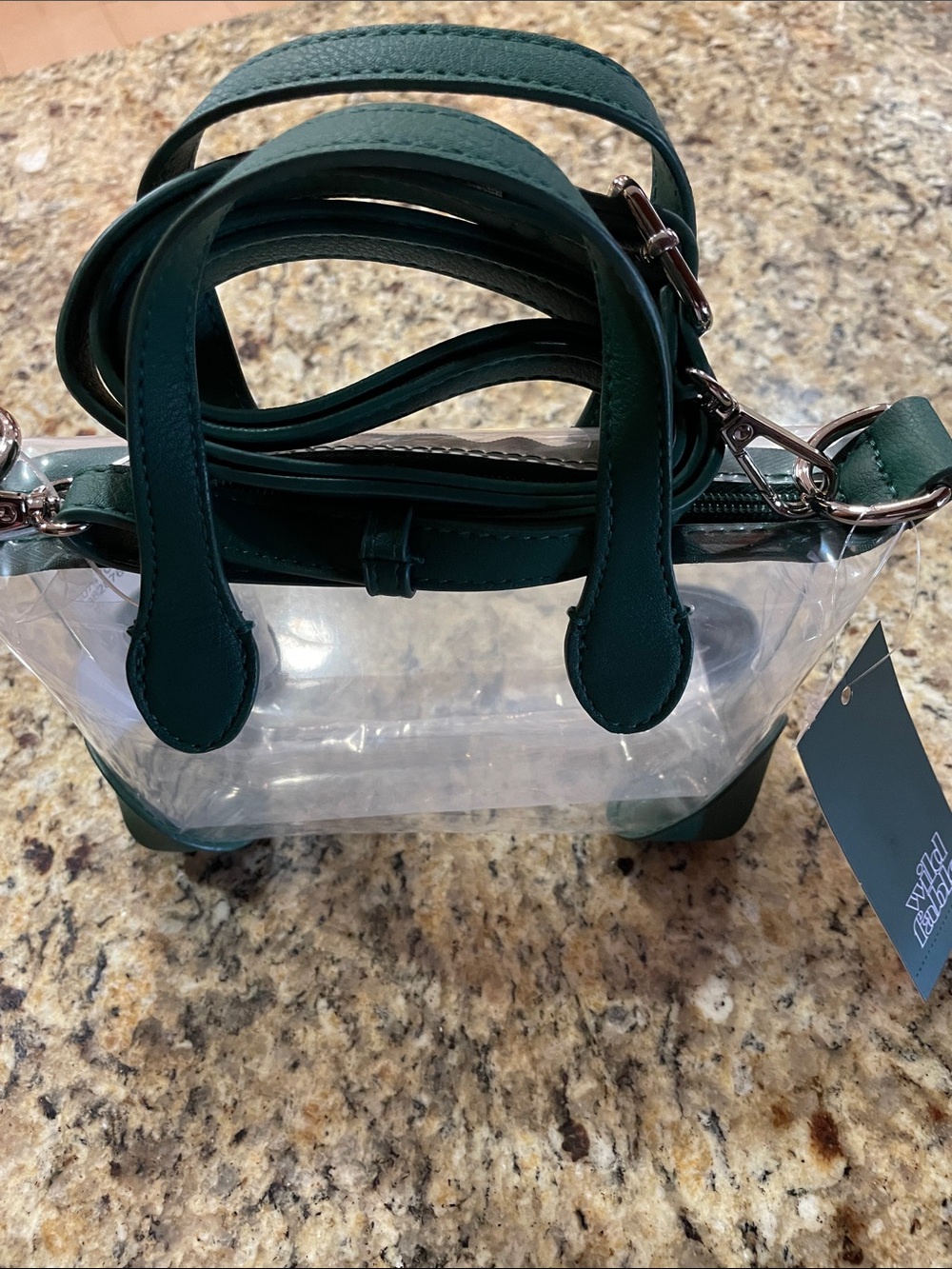 wild fable Clear Mini Tote with Dark Green Trim